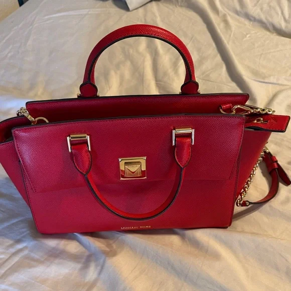 Michael Kors Cherry Red Satchel - Picture 1 of 13